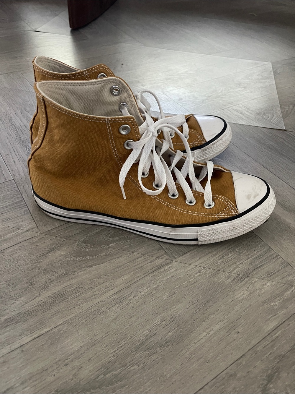 Converse High Top Sneakers in Camel with White Accents - Picture 5 of 6